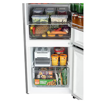 GLB3426BDPZ LG 340L Bottom Freezer Refrigerator, Door Cooling+™, Wi-Fi Convertible, E-Micom, Shiny Steel, 2 Star