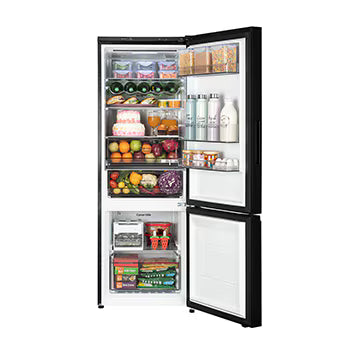 GLB3426BEBM LG 340L Bottom Freezer Refrigerator, Door Cooling+, Wi-Fi Convertible, Metal Fresh, Black Mirror, 2 Star