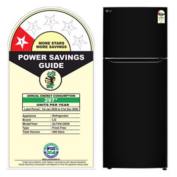 GLT4416CCES LG 446L Double Door Refrigerator, Convertible, Smart Diagnosis™, DoorCooling+™, Ebony Sheen Finish, 1 Star