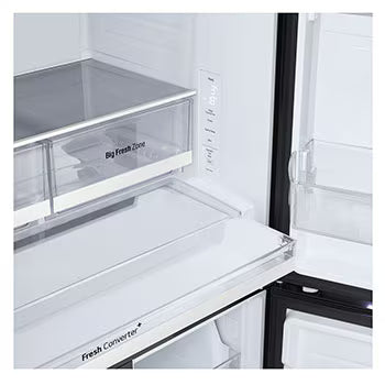 GV-B23FFGMB LG 574L French Door Refrigerator, Fresh Converter+, Wi-Fi Convertible, DoorCooling+ Black Glass Finish, 3 Star