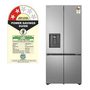 GV-F25FFLJB LG 604L French Door Refrigerator, Water Dispenser, Fresh Converter+, DoorCooling+™, Prime Silver Finish, 2 Star
