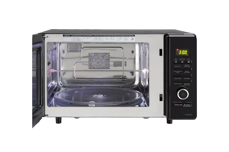LG 28 L Charcoal Convection Microwave Oven with Charcoal Lighting Heater, Diet Fry, Motorised Rotisserie, Floral Black