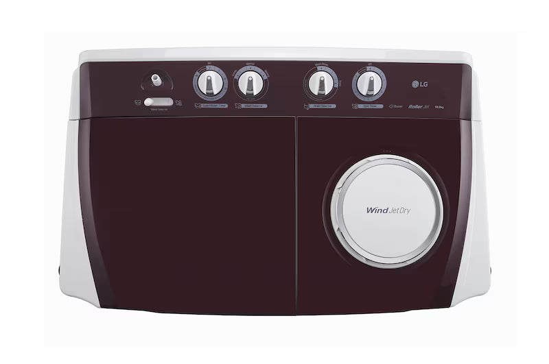 LG 10.5Kg Semi Automatic Washing Machine, Roller Jet Pulsator + Soak, Burgundy, 5 Star