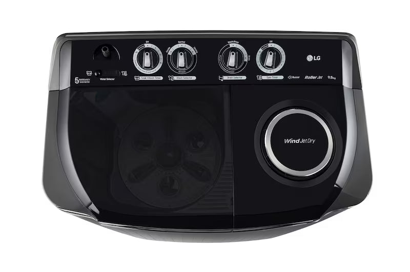 LG 9.5Kg Semi Automatic Washing Machine, , Roller Jet Pulsator + Soak, Rat Away, Middle Black, 5 Star