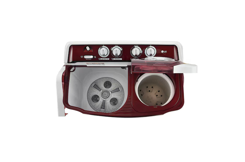 LG 8Kg Semi Automatic Washing Machine, Roller Jet Pulsator + Soak, Burgundy, 5 Star