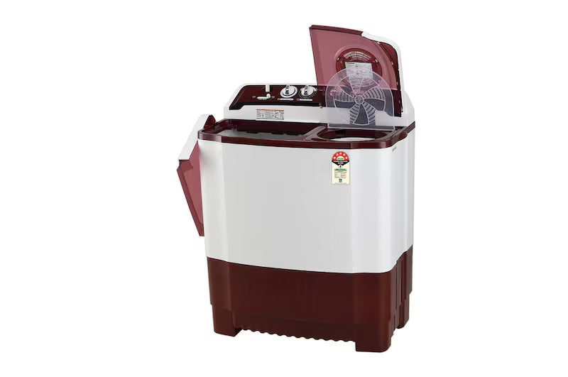 LG 8Kg Semi Automatic Washing Machine, Roller Jet Pulsator + Soak, Burgundy, 5 Star
