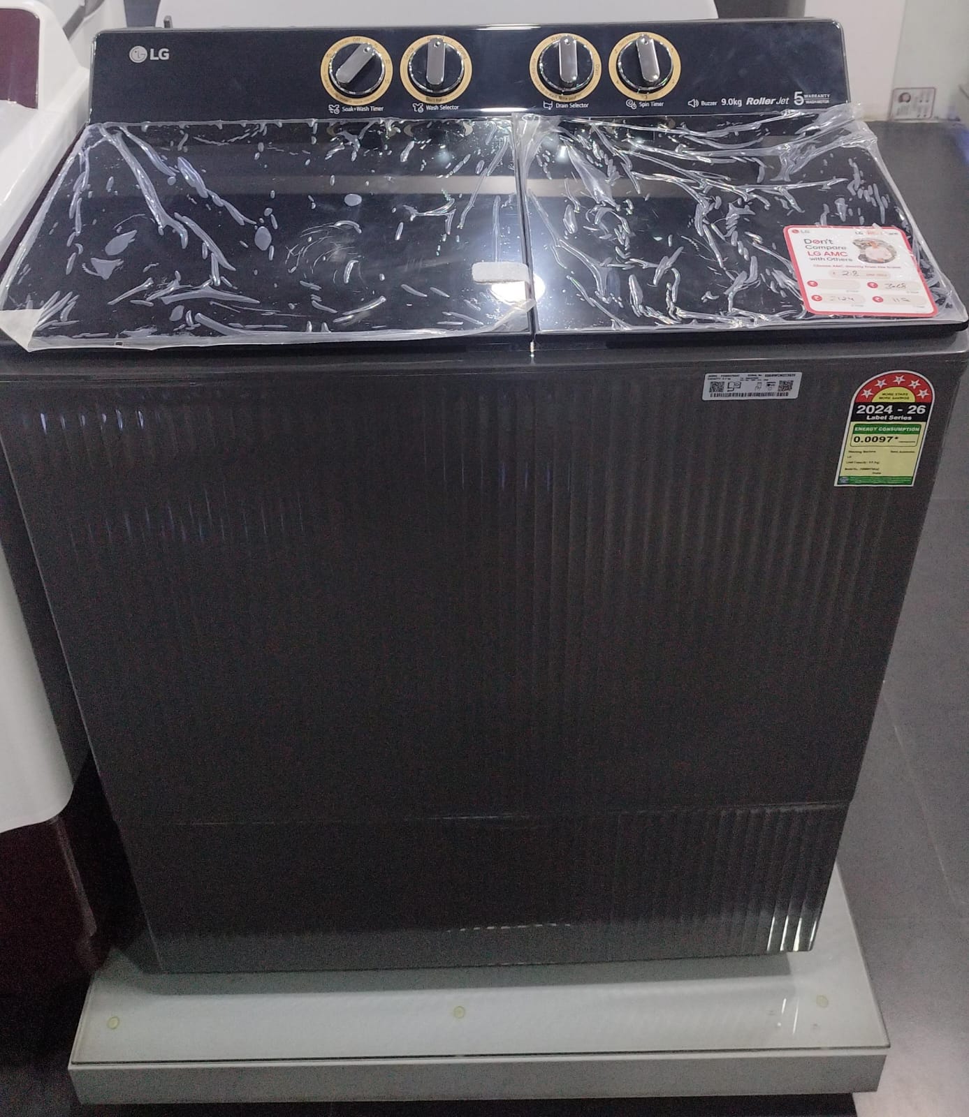 LG PX900H7SK4Z 9 KG Washing Machine with Dual Spin Shower, 3+1 Wash Program, Rat Away Technology, Middle Black, 5 Star