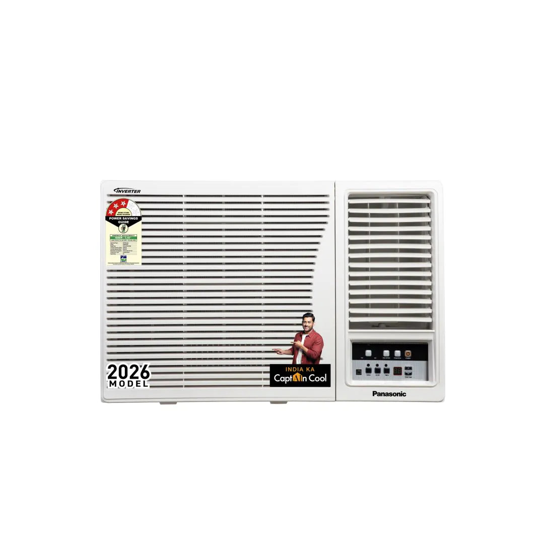 Panasonic 1.5 Ton 3 Star Inverter Window AC (50°C Oper., Copper Cond., 8in1 Convertible, 2-Way, PM0.1 Filter, ECO Mode, Powerful Mode, CW-LU183CG, White)