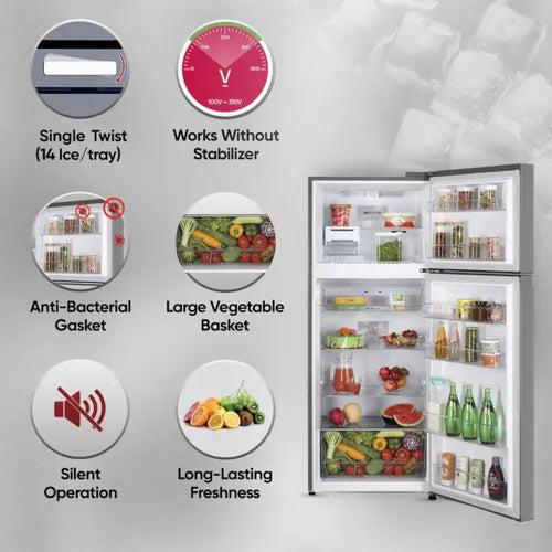 LG 380L Frost Free Double Door Convertible Refrigerator | Smart Inverter | Express Freeze | Multi Air Flow | Smart Connect (GLT3826SNUS, Urban Steel)
