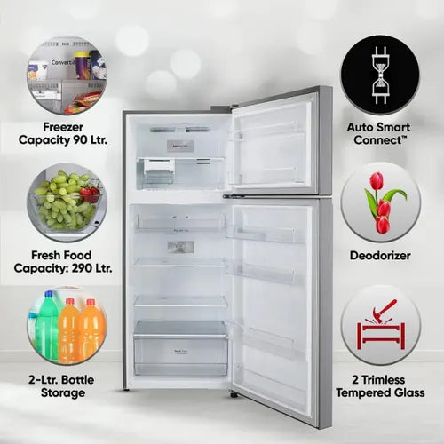 LG 380L Frost Free Double Door Convertible Refrigerator | Smart Inverter | Express Freeze | Multi Air Flow | Smart Connect (GLT3826SNUS, Urban Steel)