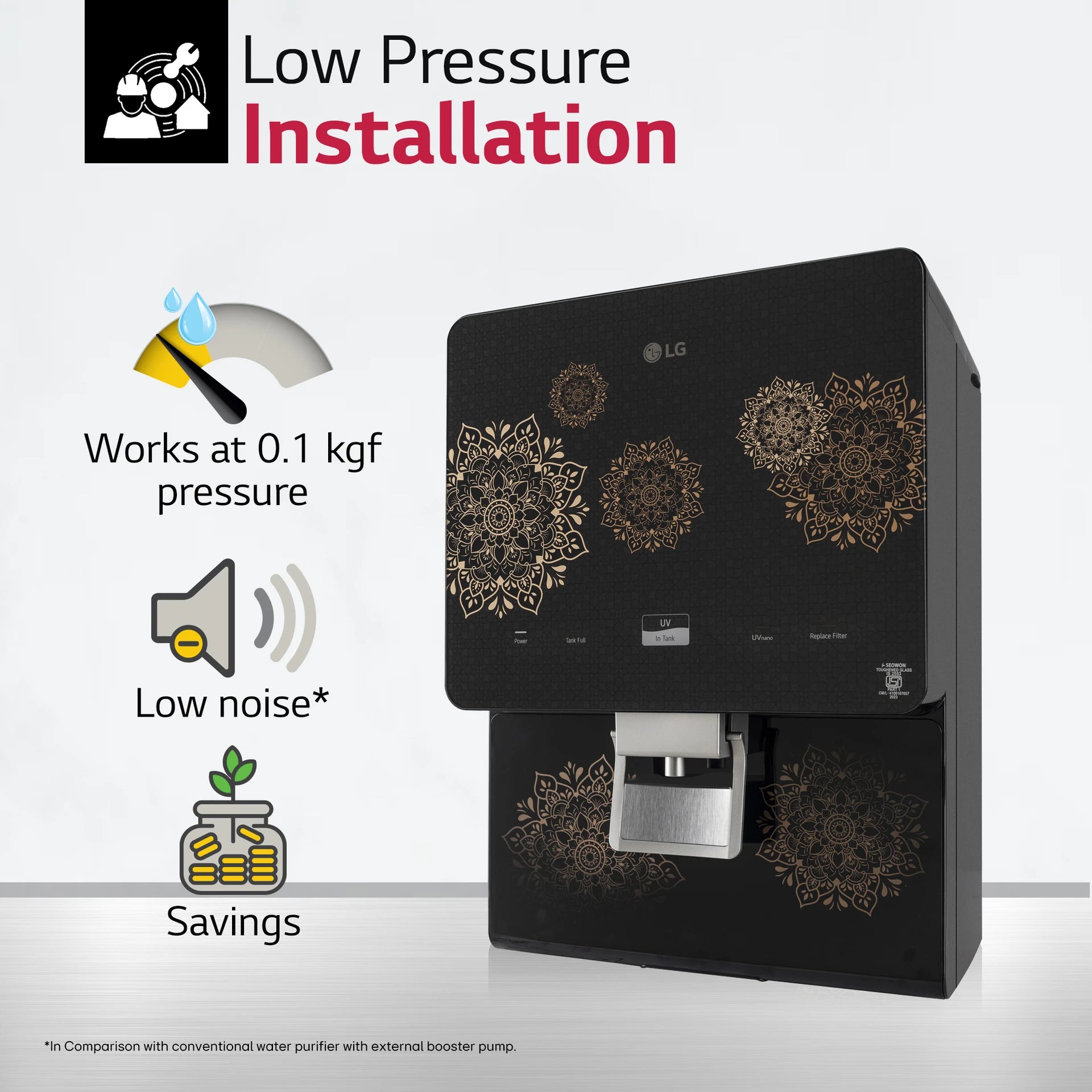 LG 8L RO+UV+Mineral Booster Water Purifier with Steel Tank, Black