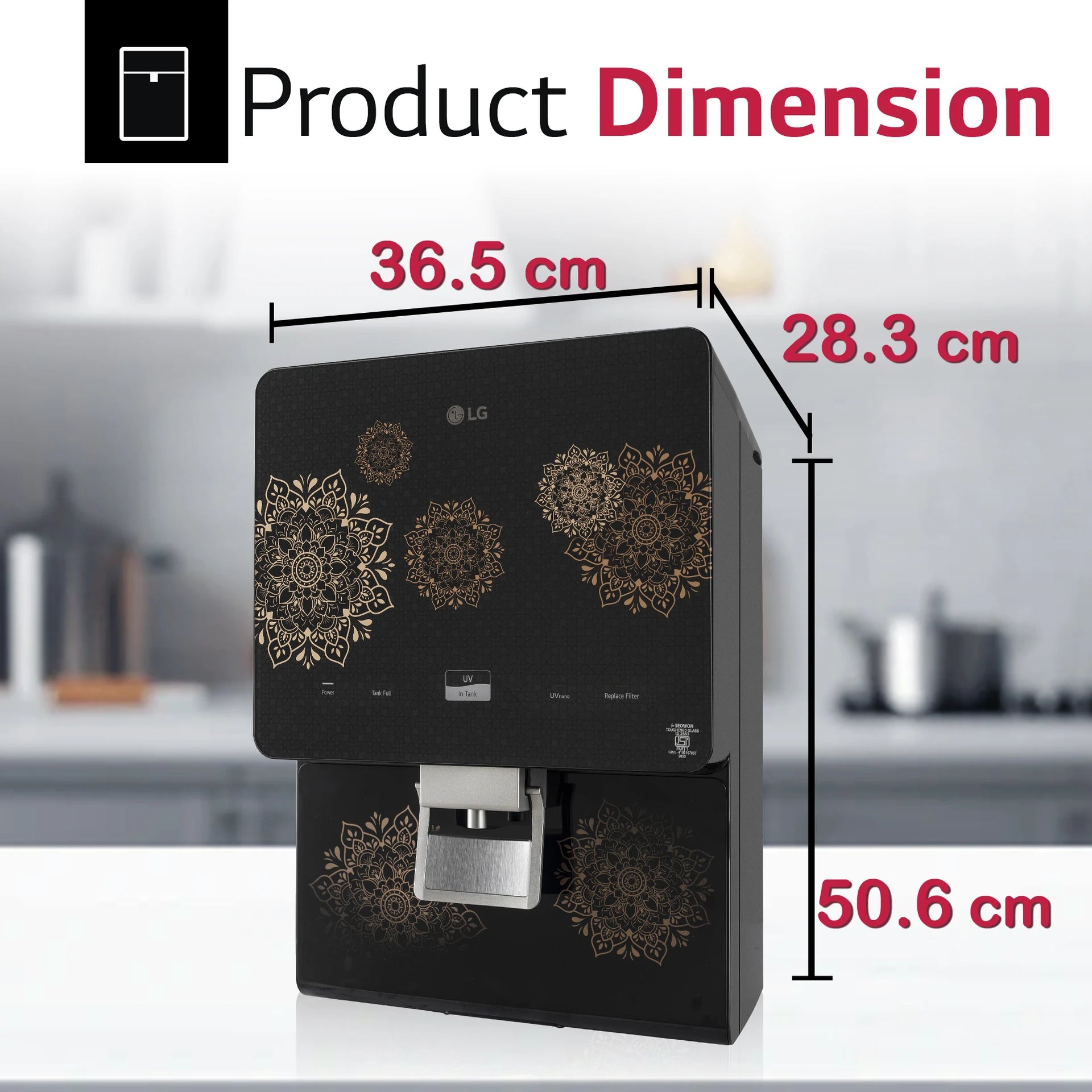 LG 8L RO+UV+Mineral Booster Water Purifier with Steel Tank, Black