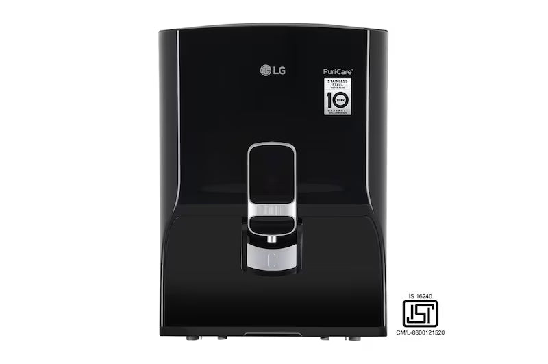 LG WW132NF RO Water Purifier | 8L Storage Airtight Stainless Steel Tank | Multi Stage Filtration | Wall Mount | Suitable for all Water Sources, Black