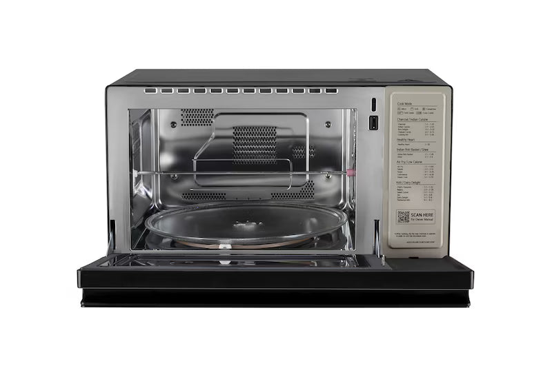 LG 32 L Convertible Microwave Oven with Air Fry, Charcoal Lighting Heater™, 431 Auto Cook Menu Powered by Thinq, Black