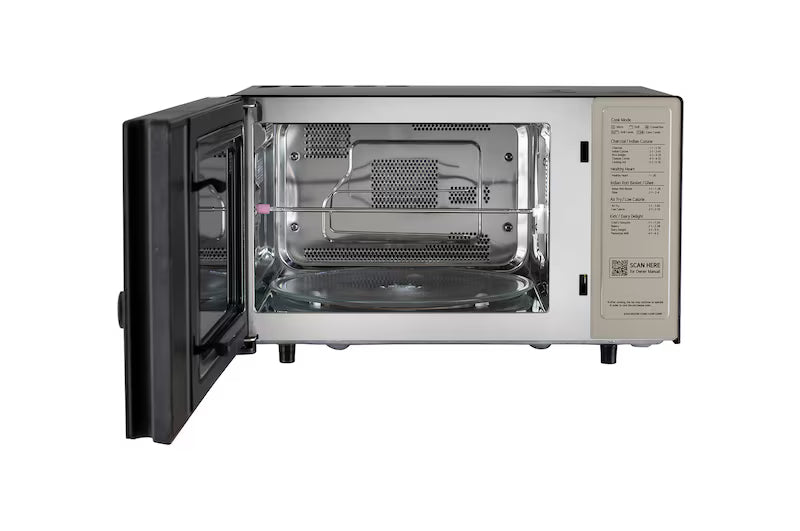 MJEN286UGWF LG 28 L Convertible Microwave Oven with Air Fry, Charcoal Lighting Heater™, 331 Auto Cook Menu Powered by Thinq, Black