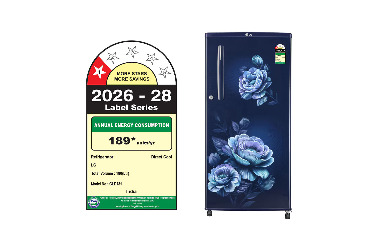 LG 180 L Single Door Refrigerator GLD1816WORR with Fast Ice Making, Fit Max Chiller Tray , Royal Rose, 1 Star