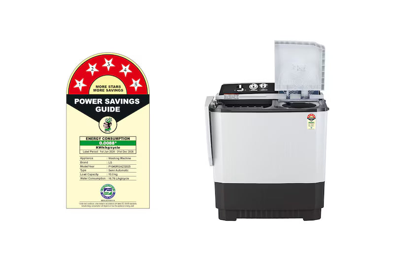 LG 10Kg Semi Automatic Washing Machine, Roller Jet Pulsator, Dark Grey, 5 Star