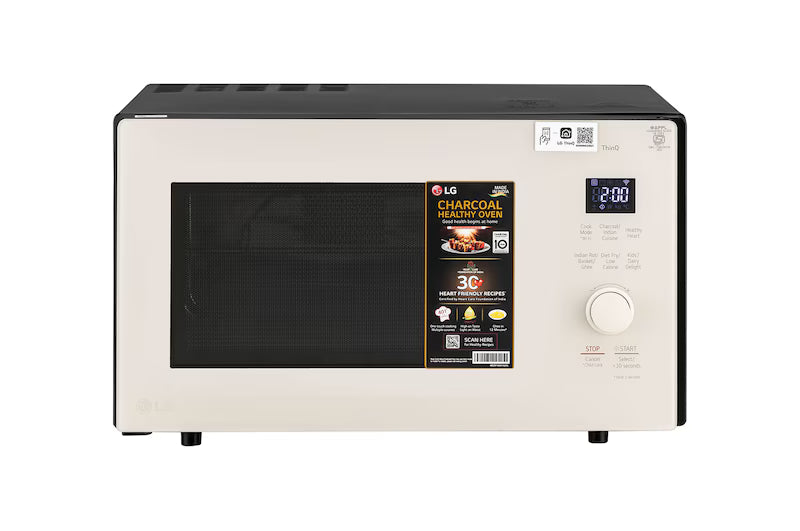 MJEN286UBW LG 28 L Scan-To-Cook Charcoal Microwave Oven with Healthy Heart™, Charcoal Lighting Heater, Motorised Rotisserie, Beige