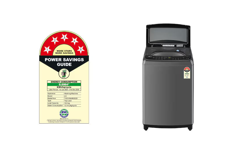 THD10NWM LG 10Kg Top Load Washing Machine, AI Direct Drive™, Turbowash, Middle Black, 5 Star