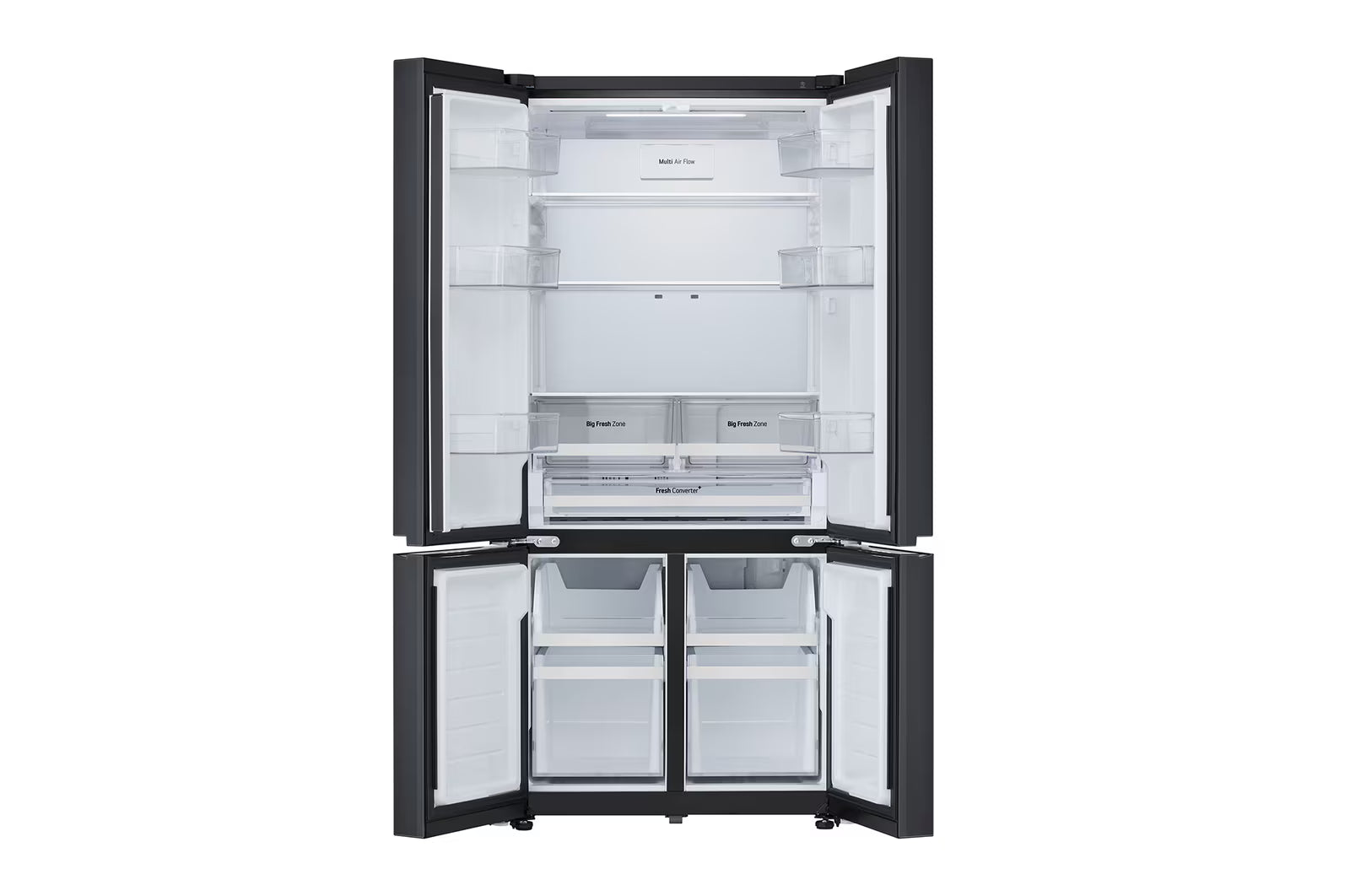 LG GV-B25FFGMB, 610L French Door Refrigerator, Fresh Converter+, Wi-Fi Convertible, DoorCooling+ Black Glass Finish, 3 Star