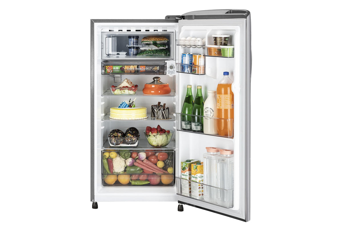 LG 201 L Single Door Refrigerator, Smart Inverter Compressor, Anti Bacterial Gasket, Shiny Steel, 3 Star GLD2136YHPZ