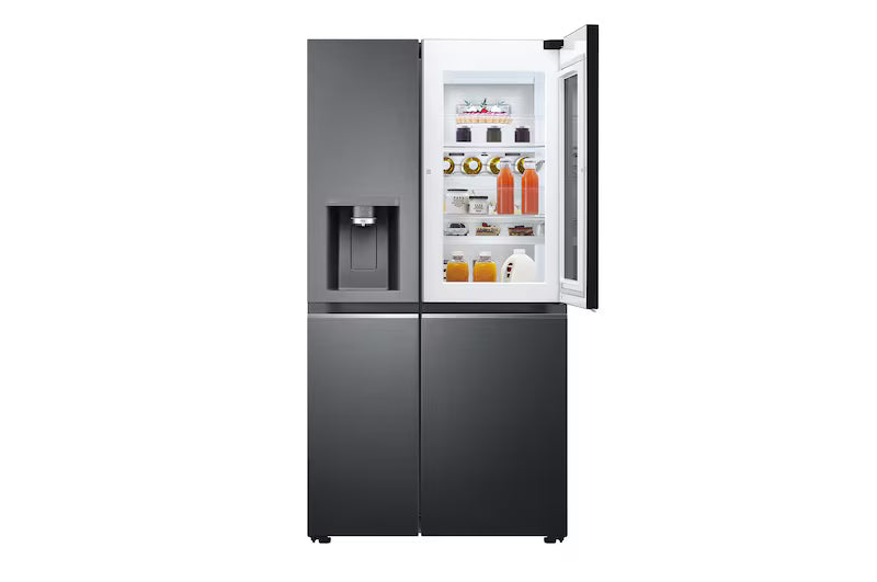 LG 630L Side-by-Side Refrigerator, InstaView Door-in-Door™, Wi-Fi Convertible, Matte Black Finish, 3 Star