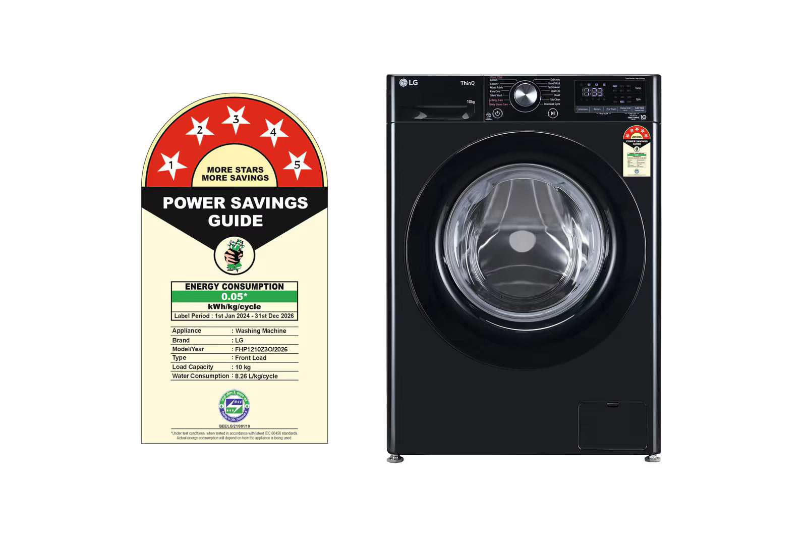 LG 10 KG Front Load Washing Machine, FHP1210Z3O Smart Diagnosis, AI Direct Drive™, 6 Motion DD, Onyx Black, 5 Star