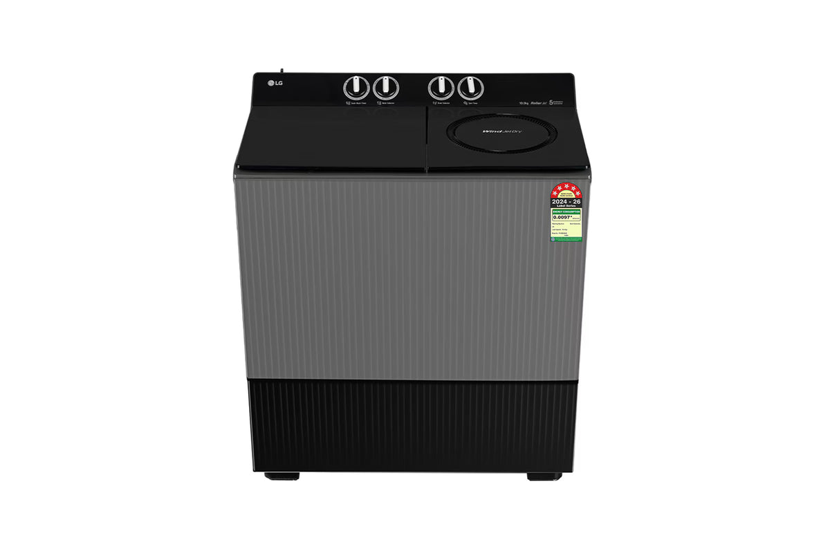 LG PX100B3SK2Z 10 KG Semi Automatic Washing Machine with Roller Jet Pulsator+, Rat Away Technology, Wind Jet Dry+ Technology, Middle Black, 5 Star