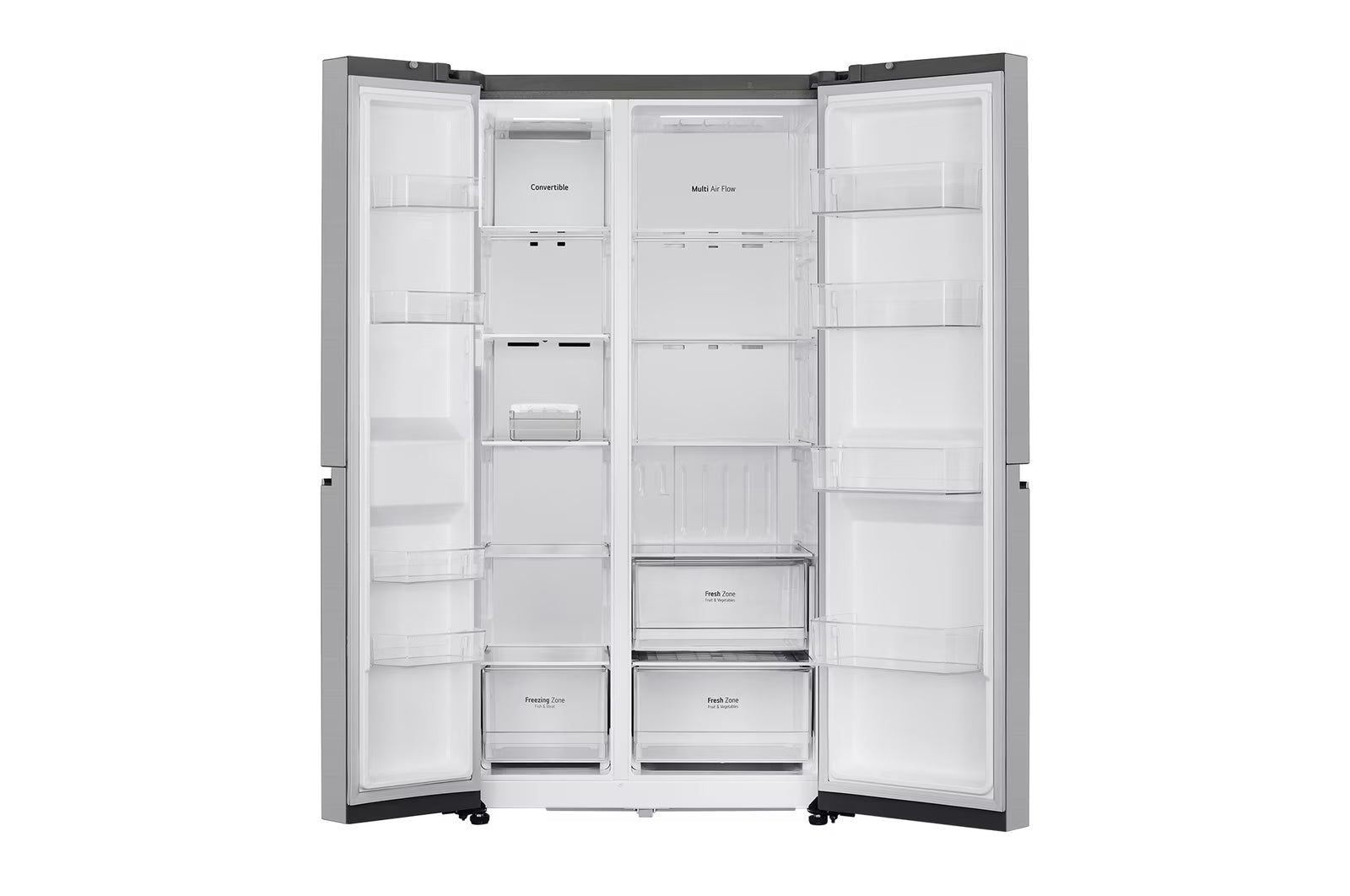 LG 650L Side-by-Side Refrigerator, GL-B257JPZ3, Convertible, Multi-Air Flow, Smart Diagnosis™, Shiny Steel, 3 Star