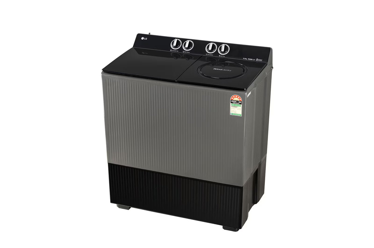 LG PX100B3SK2Z 10 KG Semi Automatic Washing Machine with Roller Jet Pulsator+, Rat Away Technology, Wind Jet Dry+ Technology, Middle Black, 5 Star