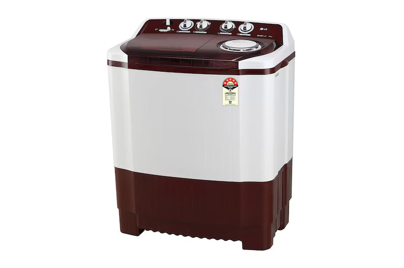 LG 8Kg Semi Automatic Washing Machine, Roller Jet Pulsator + Soak, Burgundy, 5 Star