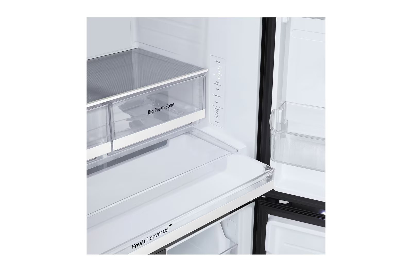 LG GV-B25FFGMB, 610L French Door Refrigerator, Fresh Converter+, Wi-Fi Convertible, DoorCooling+ Black Glass Finish, 3 Star