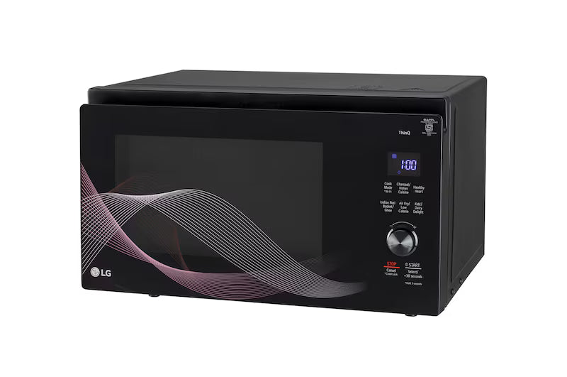 LG 32 L Convertible Microwave Oven with Air Fry, Charcoal Lighting Heater™, 431 Auto Cook Menu Powered by Thinq, Black