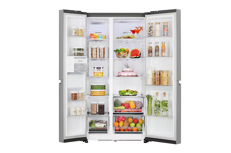 LG 650L Side-by-Side Refrigerator, Convertible, Door Cooling+™, Shiny Steel Finish, 3 Star