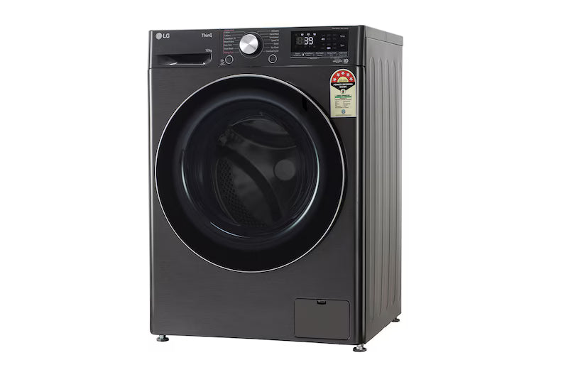 LG 12Kg Front Load Washing Machine, AI Direct Drive™, Platinum Black, 5 Star