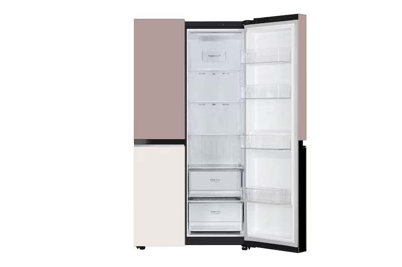 LG 650L Side-By-Side Refrigerator, Objet Collection, Wi-Fi Convertible, DoorCooling+™, Clay Pink Tango, 3 Star