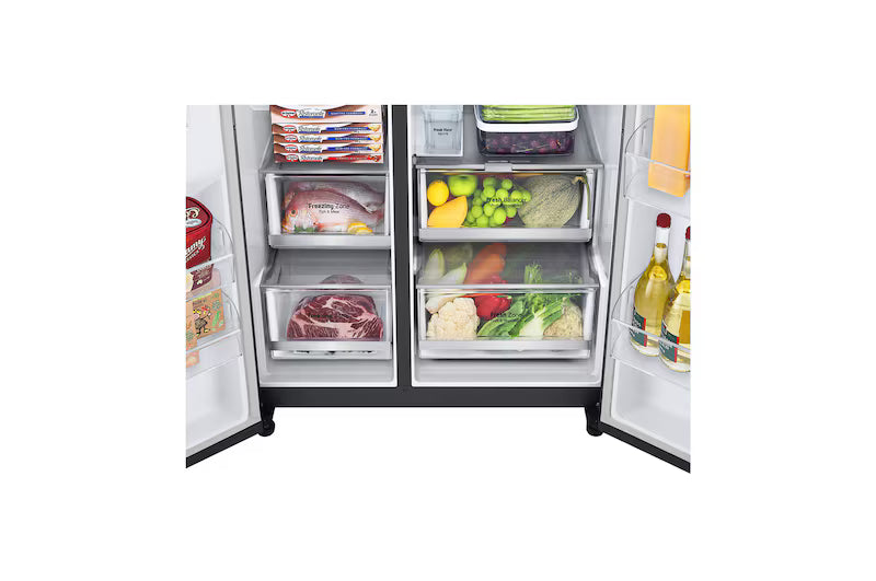 LG 630L Side-by-Side Refrigerator, InstaView Door-in-Door™, Wi-Fi Convertible, Matte Black Finish, 3 Star