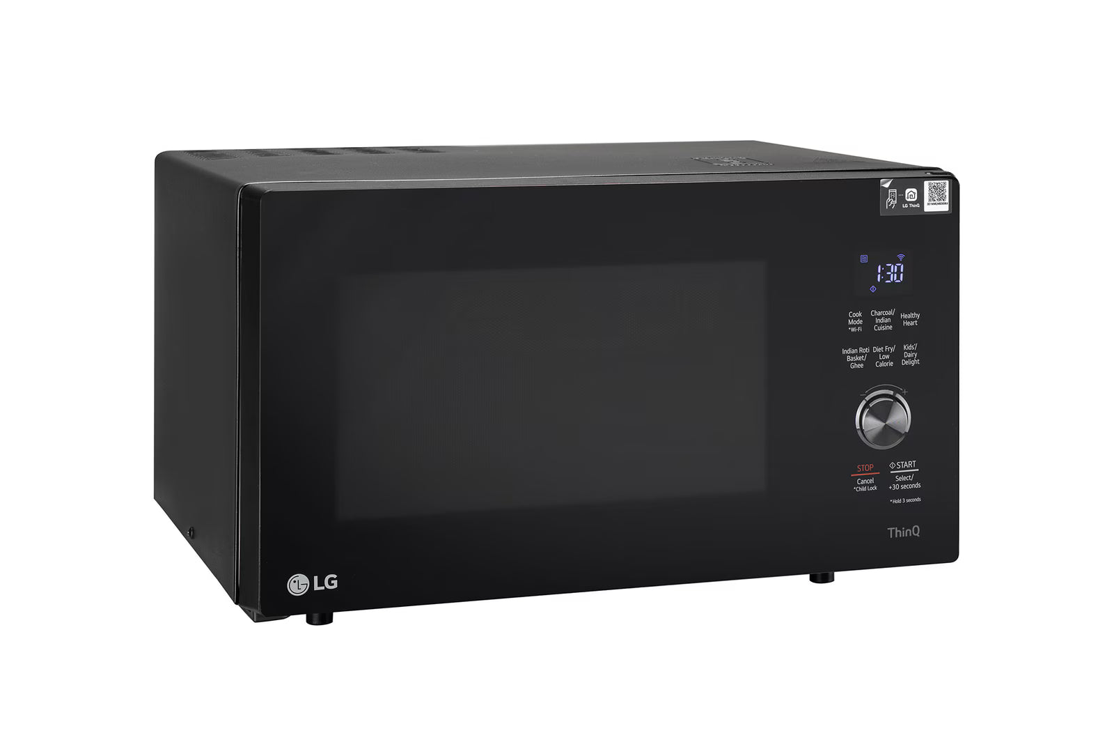 LG 28 L MJEN286UFW Scan-To-Cook Charcoal Microwave Oven with Healthy Heart™, Charcoal Lighting Heater, Motorised Rotisserie, Black