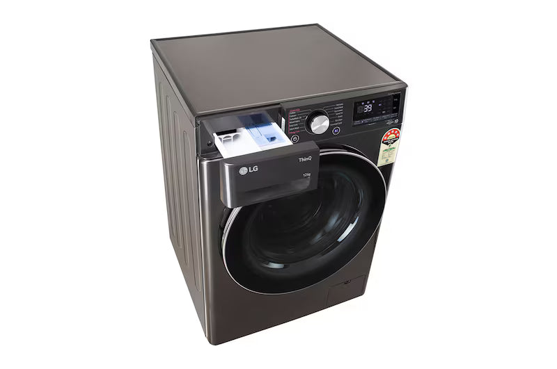 LG 12Kg Front Load Washing Machine, AI Direct Drive™, Platinum Black, 5 Star