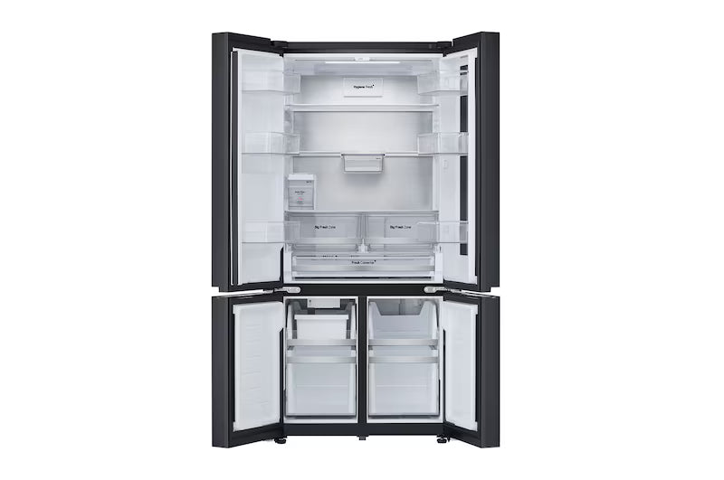 LG 610L French Door Refrigerator, InstaView, Water Dispenser, Wi-Fi Convertible, Black Glass Finish, 2 Star