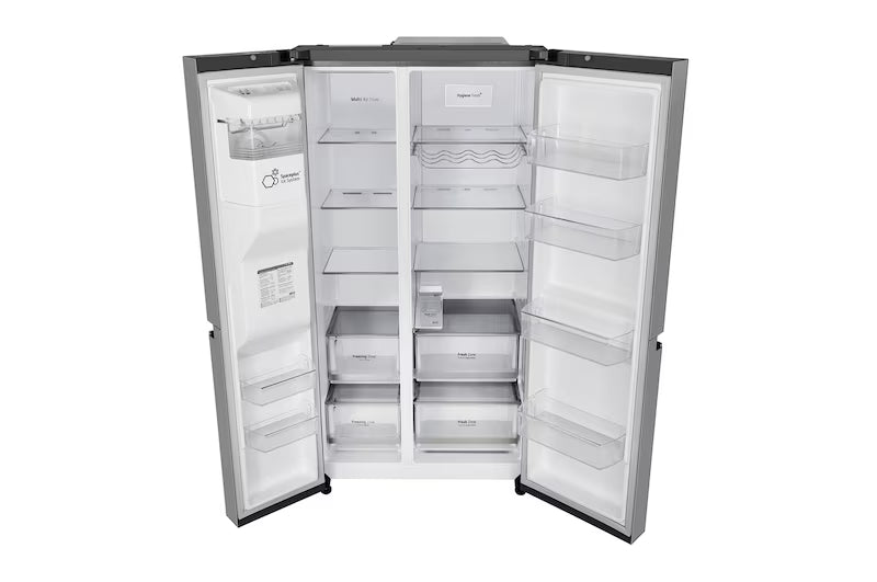 LG 630L, Side-by-Side Refrigerator, Wi-Fi Convertible, Water & Ice Dispenser, Shiny Steel Finish, 3 Star