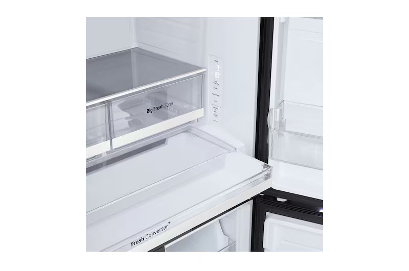 LG 610L French Door Refrigerator, Fresh Converter+, Wi-Fi Convertible, DoorCooling+ Black Glass Finish, 3 Star