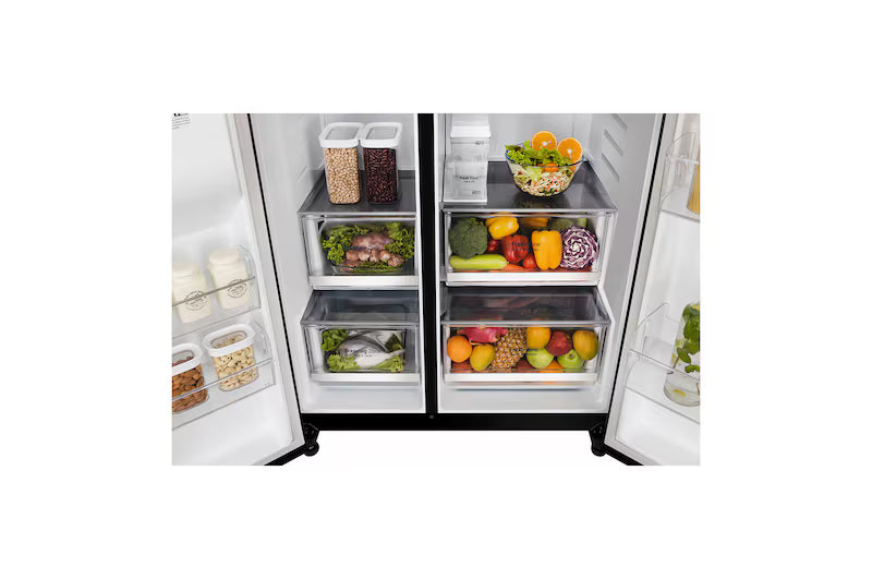 LG 630L, Side-by-Side Refrigerator, Wi-Fi Convertible, Water & Ice Dispenser, Matte Black Finish, 3 Star