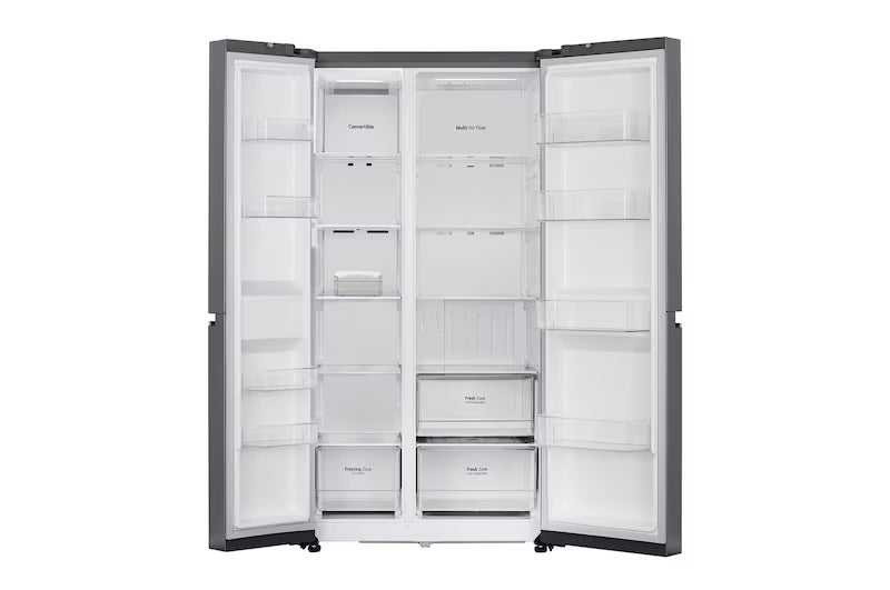 B257JDS3 LG 650L Side-by-Side Refrigerator, Convertible, Multi-Air Flow, Smart Diagnosis™, Dazzle Steel, 3 Star