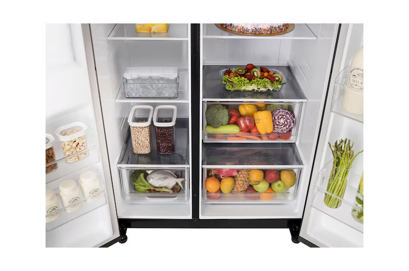 LG 650L Side-by-Side Refrigerator, Convertible, Multi-Air Flow Western Black, 3 Star
