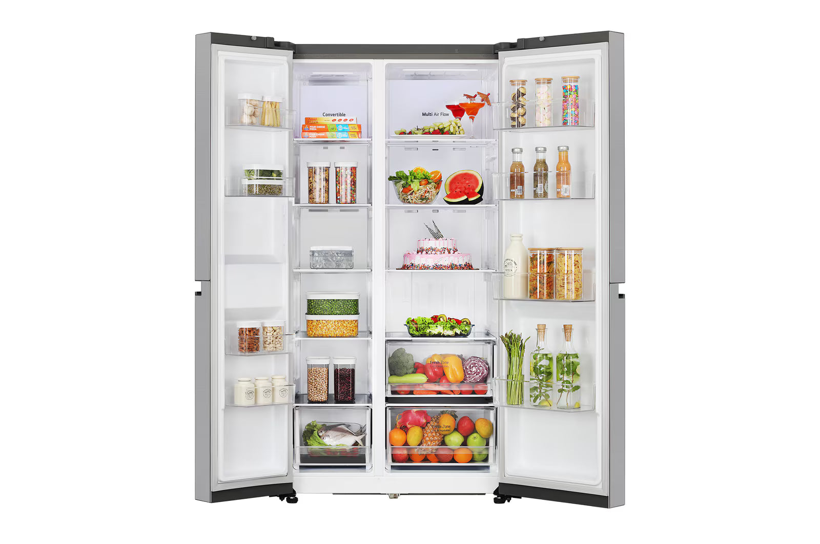 LG 650L Side-by-Side Refrigerator, GL-B257JPZ3, Convertible, Multi-Air Flow, Smart Diagnosis™, Shiny Steel, 3 Star