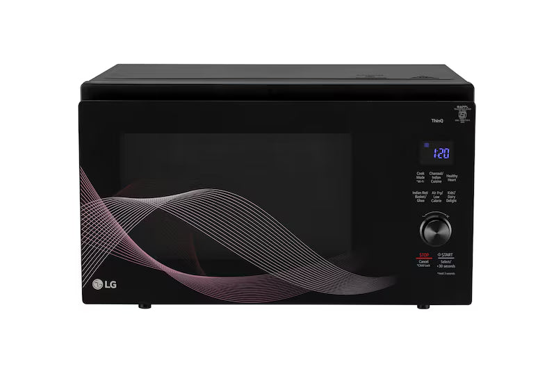 LG 32 L Convertible Microwave Oven with Air Fry, Charcoal Lighting Heater™, 431 Auto Cook Menu Powered by Thinq, Black
