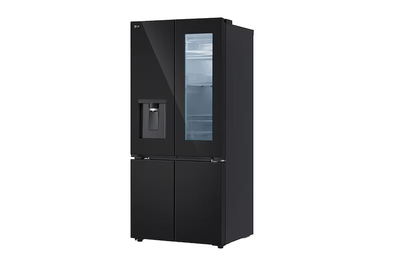 LG 610L French Door Refrigerator, InstaView, Water Dispenser, Wi-Fi Convertible, Black Glass Finish, 2 Star