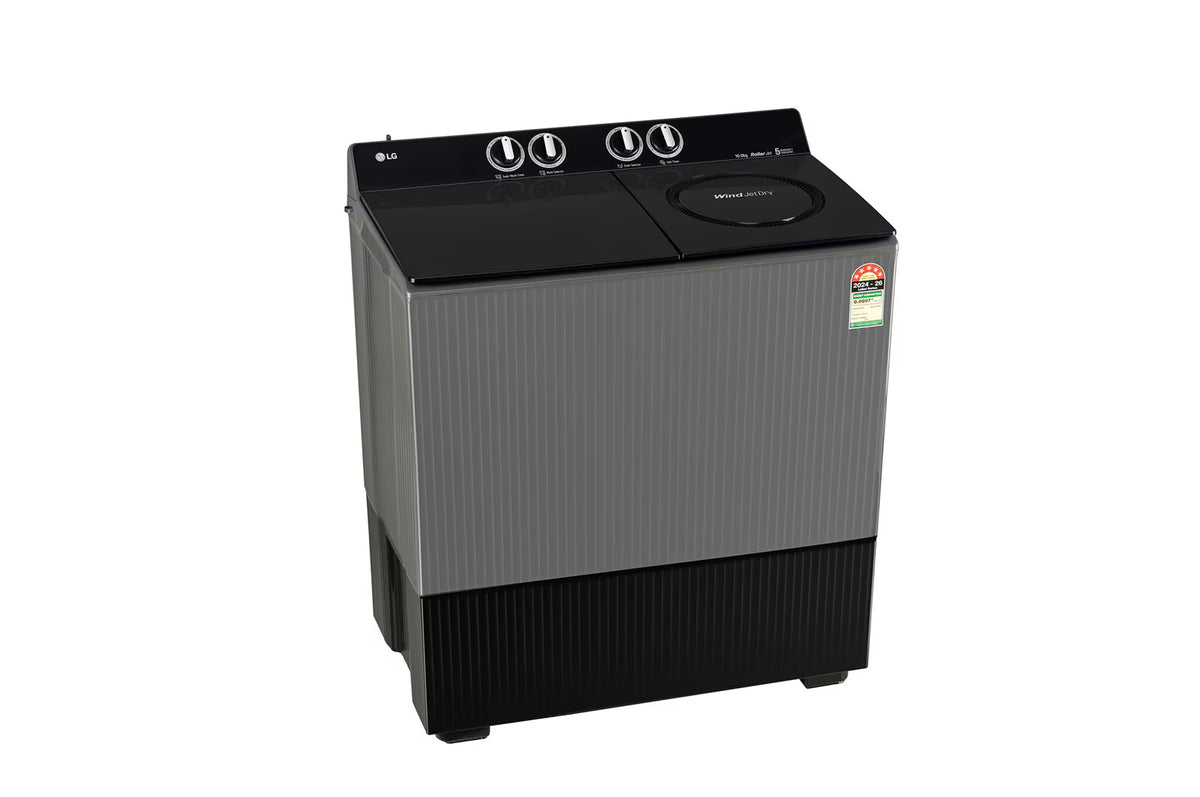 LG PX100B3SK2Z 10 KG Semi Automatic Washing Machine with Roller Jet Pulsator+, Rat Away Technology, Wind Jet Dry+ Technology, Middle Black, 5 Star