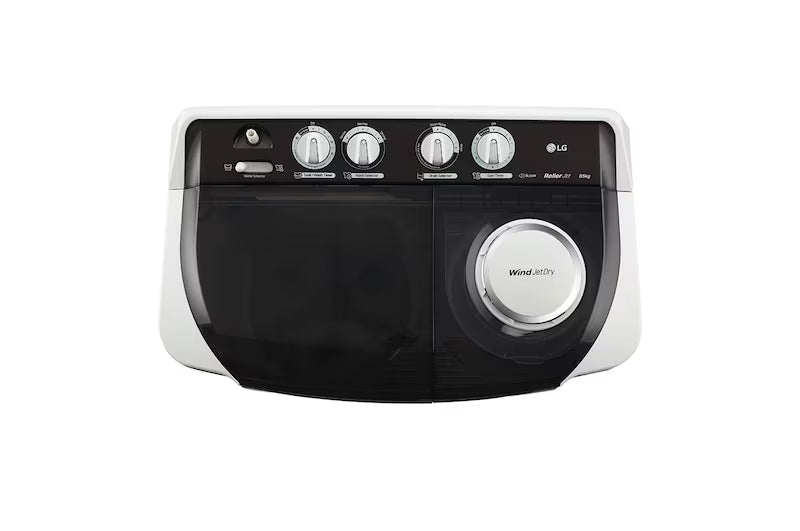 LG 8.5Kg Semi Automatic Top Load Washing Machine, Roller Jet Pulsator + Soak, Dark Grey,5 Star